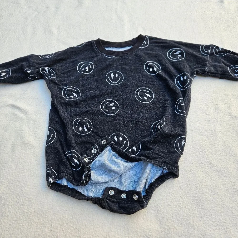 Brixton Phoenix Black and White Smiley Face Bubble Romper 12-18M